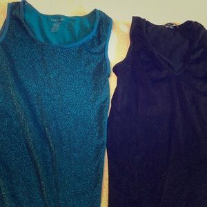 Glitter Tanks: Teal and Black: small